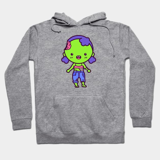 Kawaii Cute Zombie Girl Cartoon Hoodie by SLAG_Creative